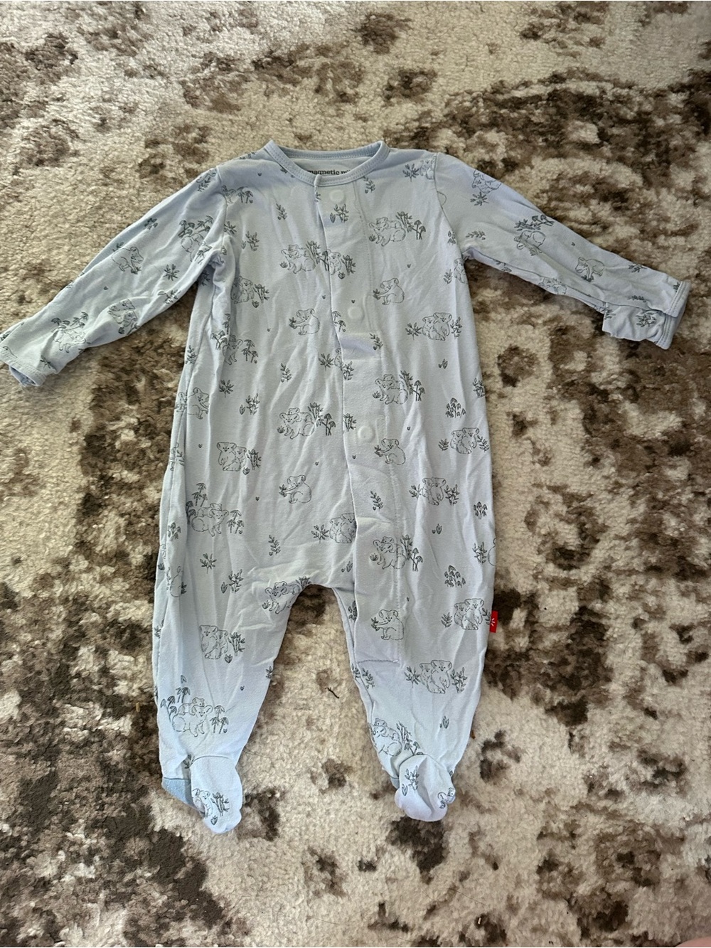 Magnetic Me Light Blue Footed One-Piece with Animal Print